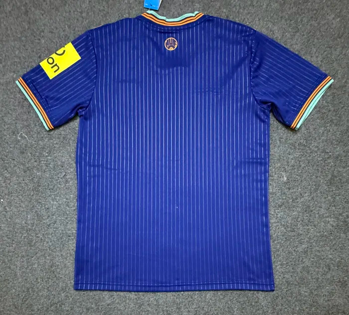 Men’s Black & White Striped Home Style Football Shirt