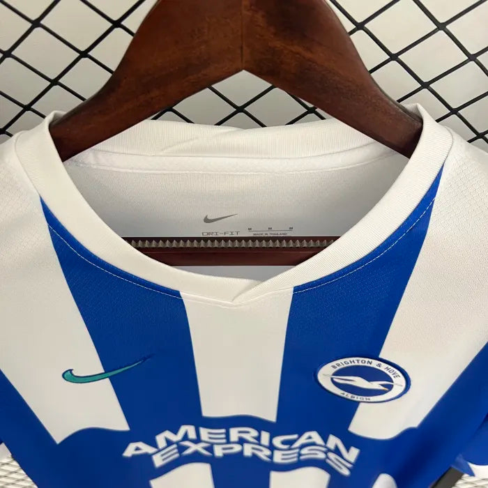 Men’s Blue & White Striped Home Style Football Jersey