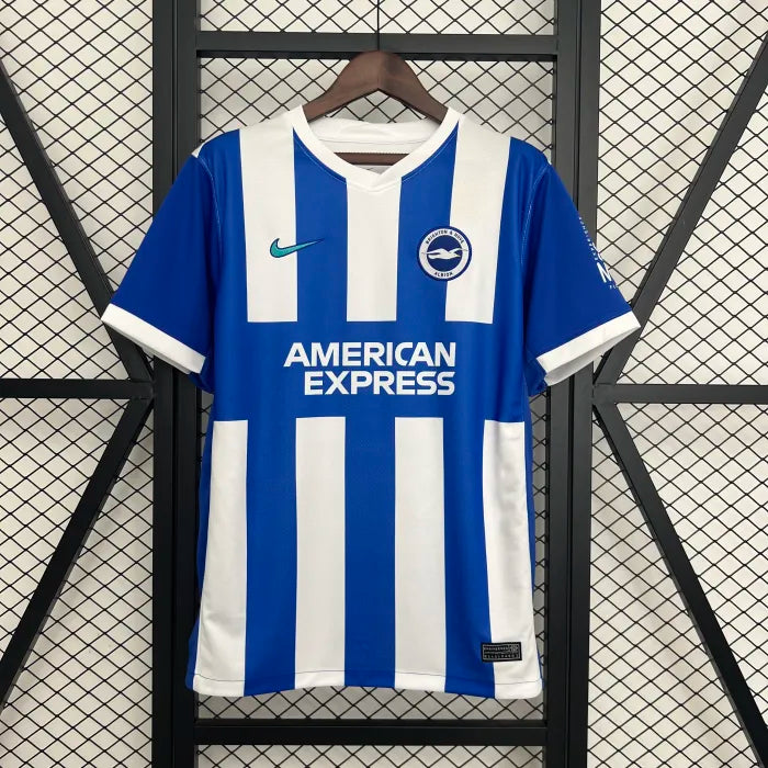 Men’s Blue & White Striped Home Style Football Jersey
